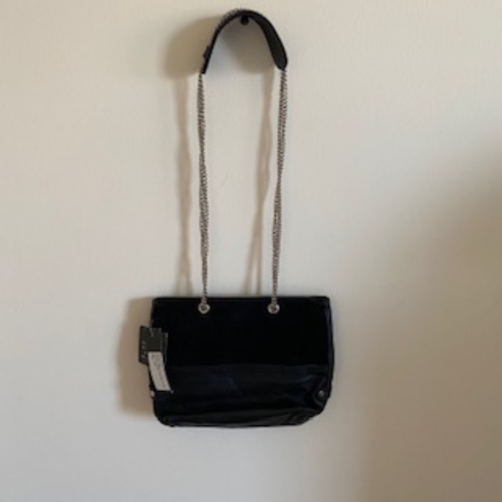 Free People Black Leather Chain Strap Bag Purse